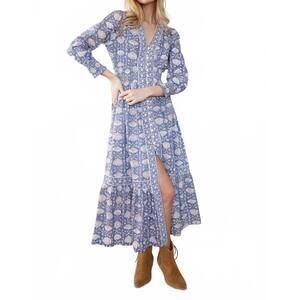 NEW MAREA francesca midi dress in blue indigo lotus